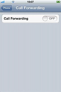 Press the indicator next to Call Forwarding to turn on the function.