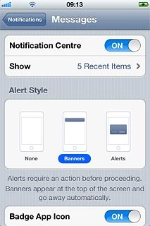 To change display format:Press the required format below Alert Style.