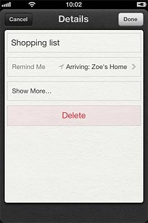 Press Done to return to the list of tasks.