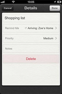 Press Done to return to the list of tasks.