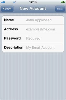 Press Name and key in the name you want to use as sender name in your email messages.