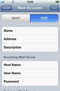 Press Host Name below Incoming Mail Server.Key in the name or the IP address of your email provider's incoming server.