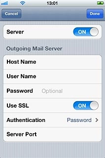 Press the indicator next to Use SSL to turn off the function.