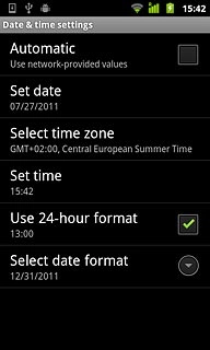 Press Automatic to turn automatic date and time update on or off.