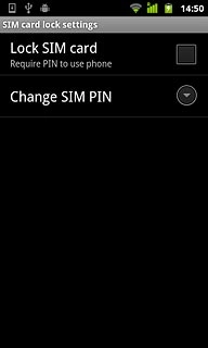 Press Lock SIM card to turn use of PIN on or off.