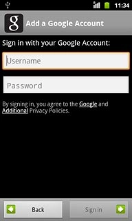 Press Username and key in the username for your Google account.