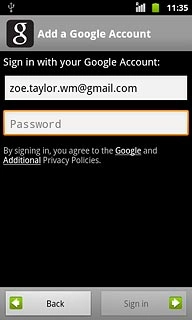 Press Password and key in the password for your Google account.
