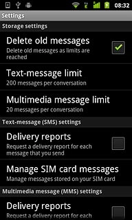 Press Delivery reports below Text-message (SMS) settings to turn the function on or off.