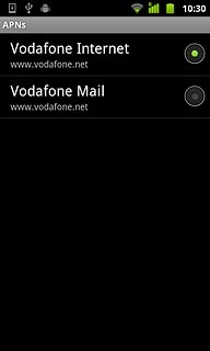 Press the field next to Vodafone Internet to fill in the field.