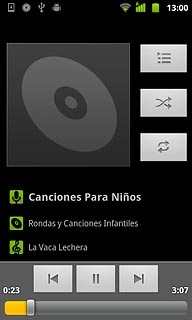 To fast forward or rewind the current audio file:Press and hold arrow right or arrow left.