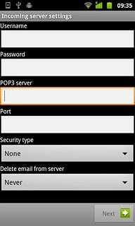 Press the field below POP3 server and key in the name or IP address of your email provider's incoming server.