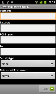 Press the field below Username and key in the username for your email account.