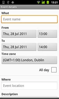 Press Event name and key in a subject for the appointment.