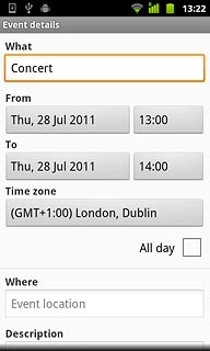 Press the fields below From and To and follow the instructions on the display to select start and end time.