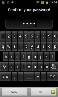 Key in the phone lock code again and press OK.