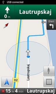 The travel time is displayed at the bottom of the display.Follow the verbal instructions or the instructions on the display to go to the selected destination.