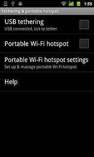 Press Portable Wi-Fi hotspot to turn on the function.