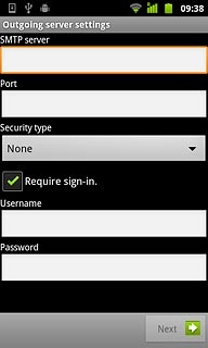 Press the field below SMTP server and key in the name or IP address of your email provider's outgoing server.Please note that if you can't send email messages when using your email provider's outgoing server, key in smtp.vodafone.net.au (Vodafone's outgoing server).