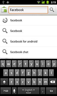 Key in Facebook and press the search icon.