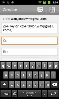 Press Cc or Bcc.Key in the first letters of the required contact.Matching contacts are displayed.