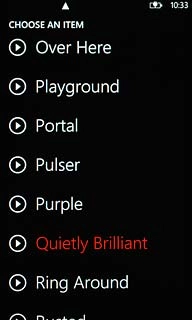 Press the playback icon next to the different ring tones to hear them.