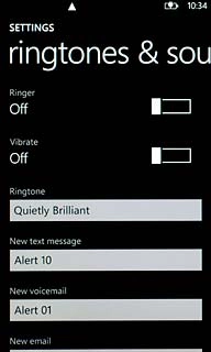 Press the indicator next to Ringer.Depending on the current setting, silent mode is turned on or off.