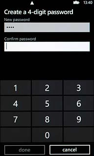 Press the field below Confirm password and key in the phone lock code again.
