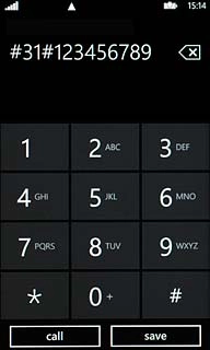 Example: #31#123456789 Press call.