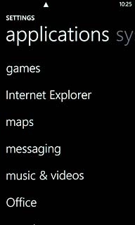 Drag your finger left to select applications.