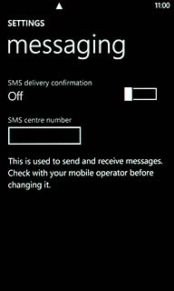Press the indicator next to SMS delivery confirmation.Depending on the current setting, the function is turned on or off.