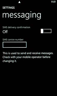 Press the field below SMS centre number.