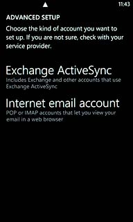 Press Internet email account.