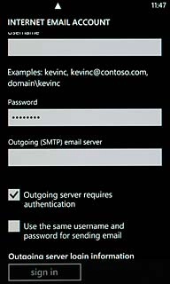 Press Use the same username and password for sending email.