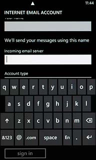 Press the field below Incoming email server and key in the name or IP address of your email provider's incoming server.