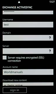 Press the field below Server and key in the server name.
