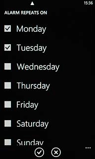 When the box next to a day is ticked (V), the day is selected.
