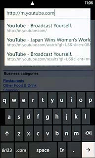 Key in http://m.youtube.com and press arrow right.