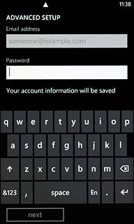 Press the field below Password and key in the password for your email account at your email provider.