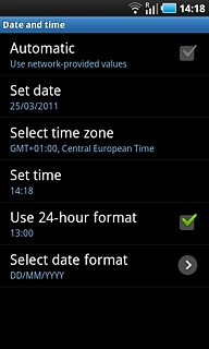 Press Automatic to turn automatic date and time update on or off.