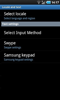 Press Select locale.