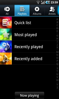 Press Playlists at the top of the display.