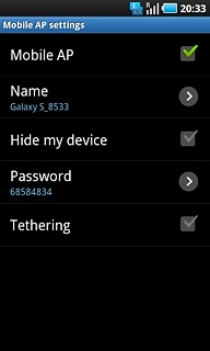 Press Tethering to turn on the function.