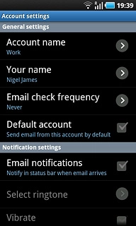Press Default account to turn on the function.