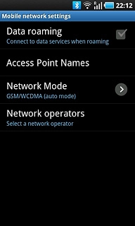 Press Data roaming to turn data roaming on or off.