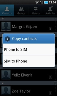 Press Phone to SIM or SIM to Phone.
