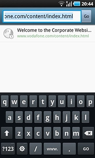 Key in the address of the required web page and press GO.