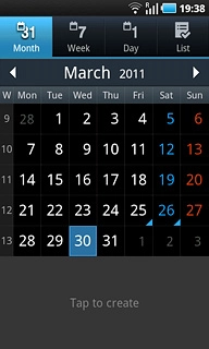 Press one of the following options at the top of the display:Month