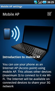 Press Mobile AP to turn on the function.