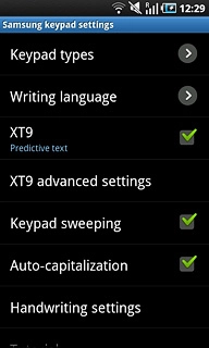 Press XT9 advanced settings.