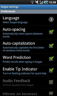 Press Word Prediction to turn the function on or off.